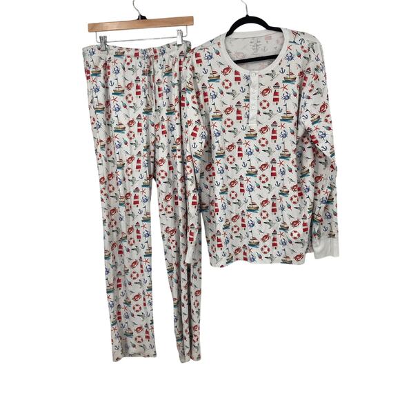 Hart + Land Organic Cotton Nautical Print Pajama Set Men’s Large - Picture 1 of 15